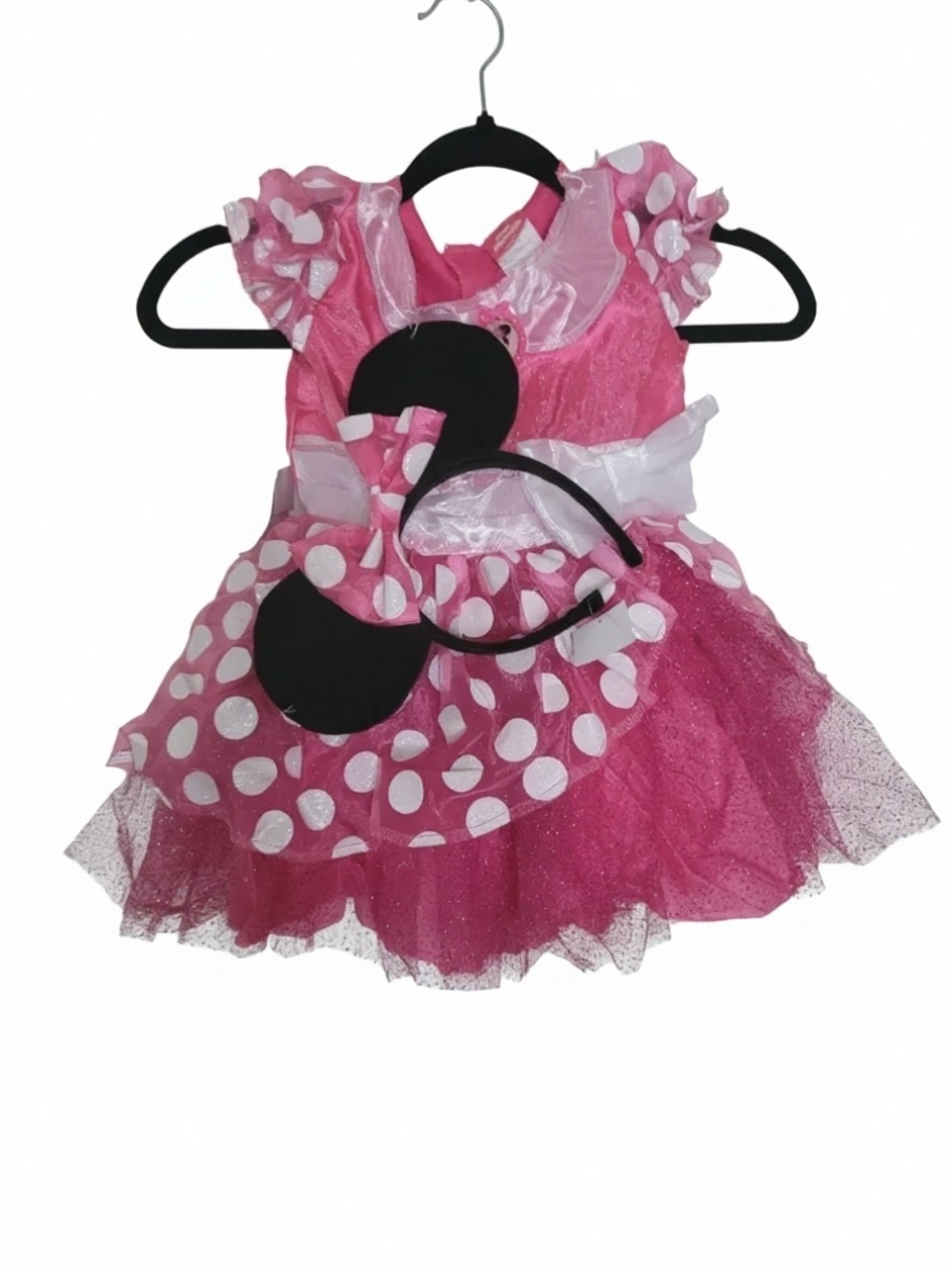 Disney Pink Polka Dot Minnie Mouse Costume Dress with Headband 3T-4T